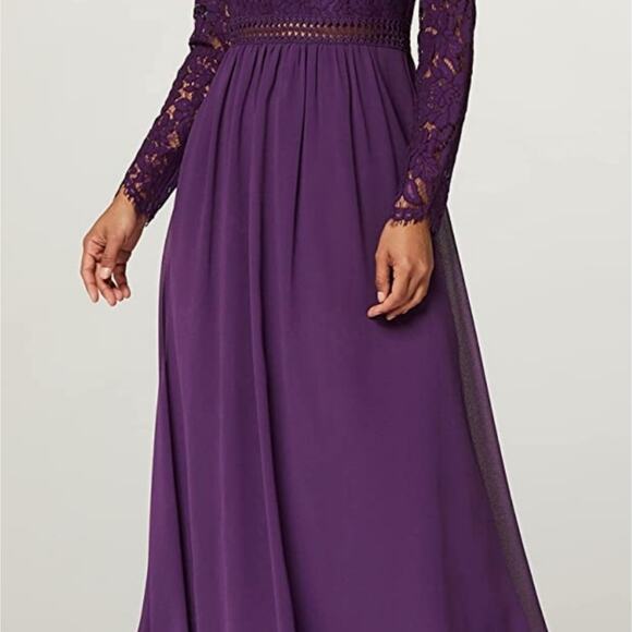 Truth & Fable | Purple Long Sleeve Lace Gown Maxi Dress Formal S - Picture 6 of 6